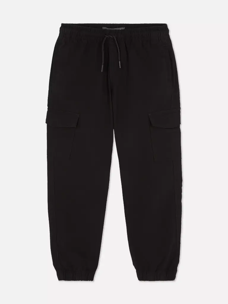 Pantalon cargo à cordon de serrage noir