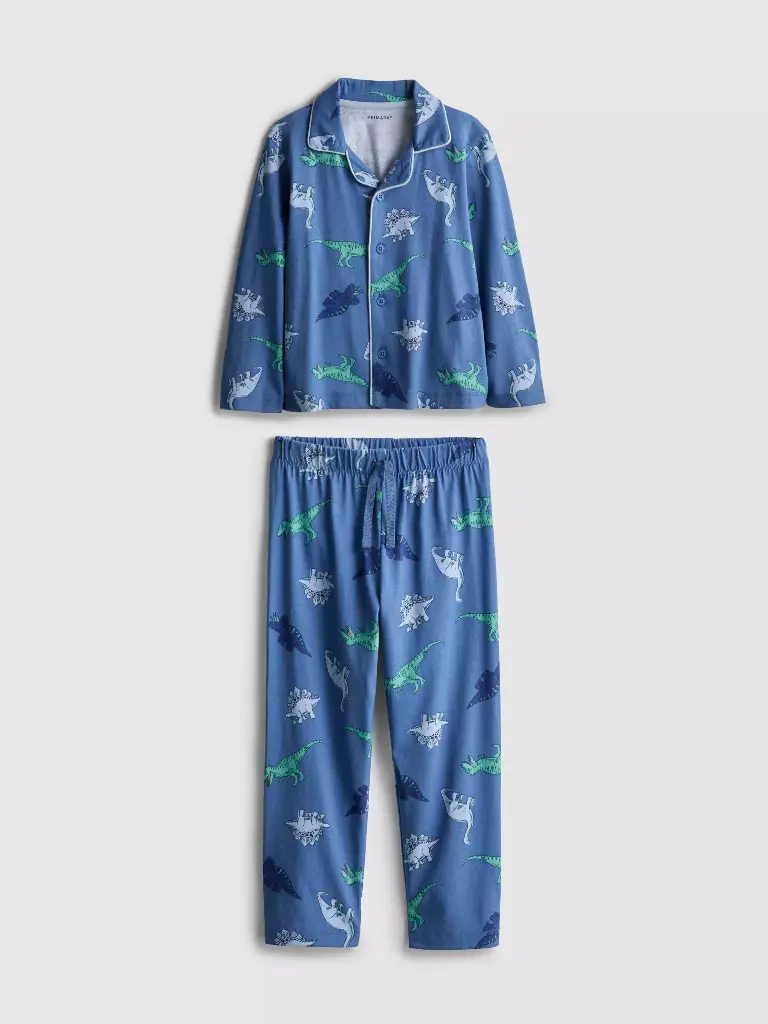Pyjama chemise à motif dinosaure BLEU