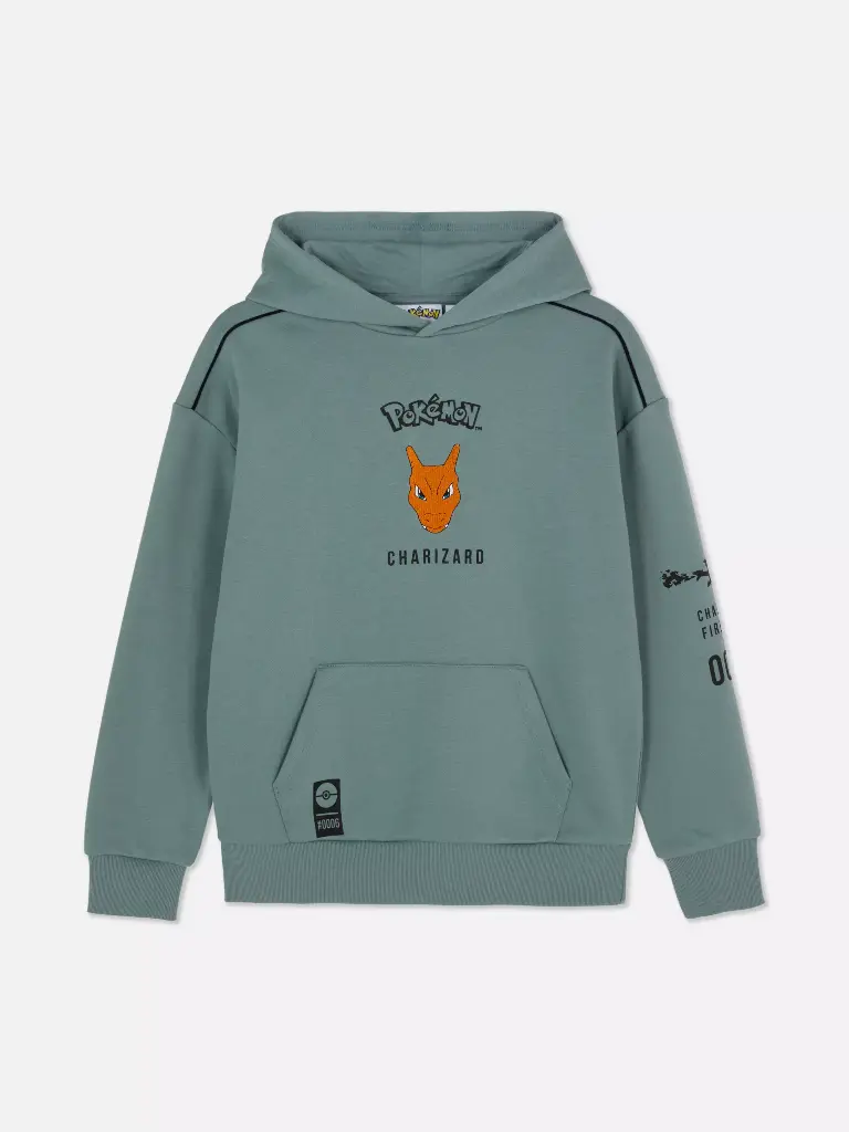 Sweat à capuche et motif Pokémon Dracaufeu Gris