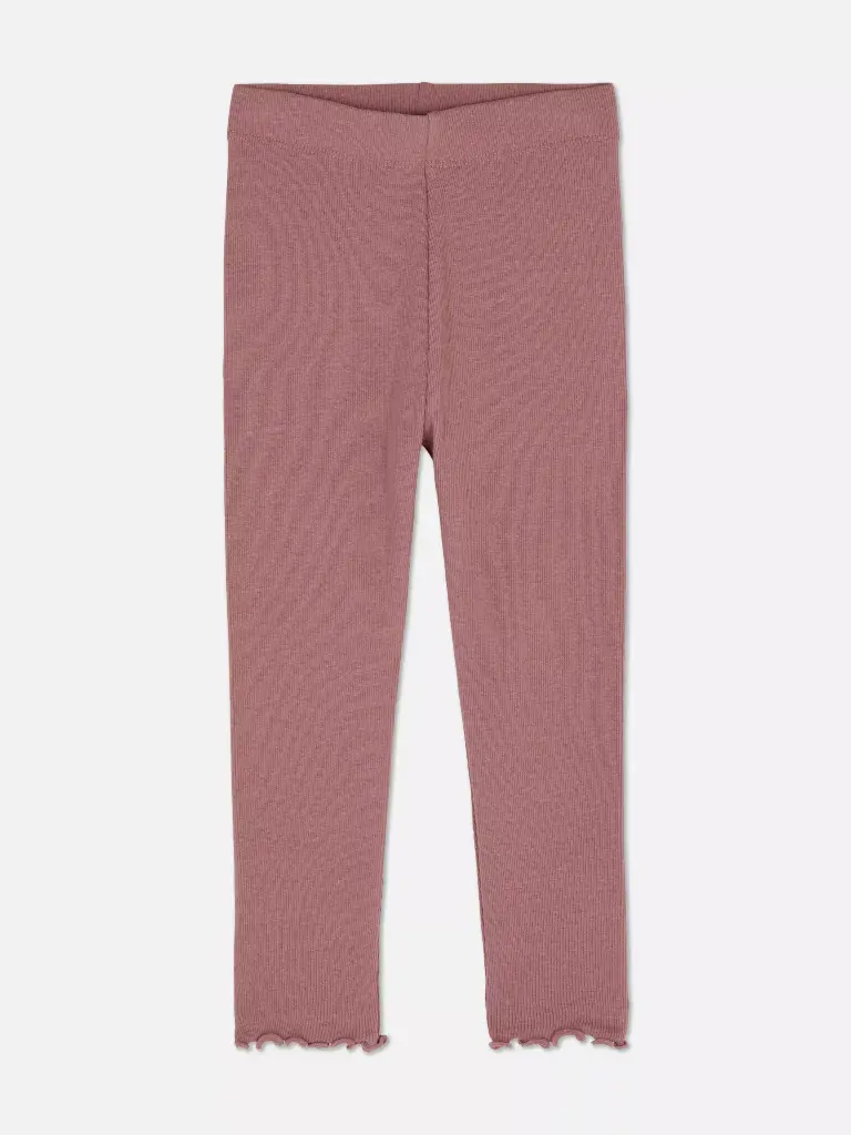  Legging côtelé à ourlets ondulés rose foncé