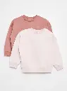 Lot de 2 sweats unis en molleton - Rose
