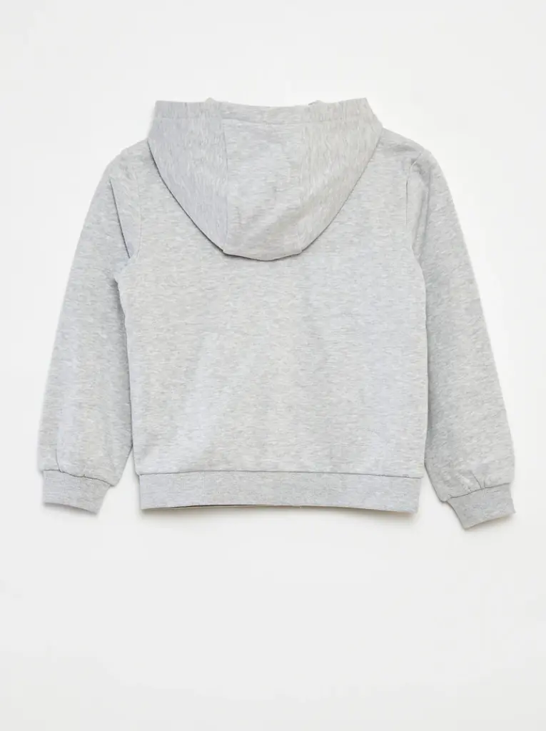 Sweat uni zippé à capuche - Gris
