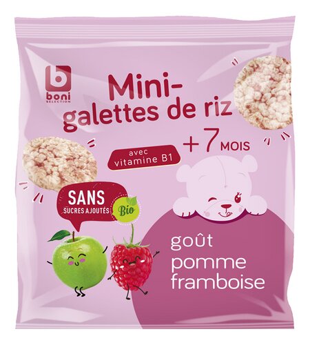 BONI BIO Galettes riz Pomm.Framboise 40g