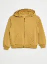 Sweat uni zippé à capuche - Marron
